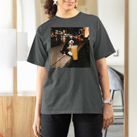 Bernedoodle Dog Drinking Iced Coffee T Shirt For Women Funny Coffee Lover Gift for Dog Moms Dads