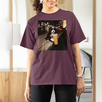 Bernedoodle Dog Drinking Iced Coffee T Shirt For Women Funny Coffee Lover Gift for Dog Moms Dads