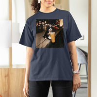 Bernedoodle Dog Drinking Iced Coffee T Shirt For Women Funny Coffee Lover Gift for Dog Moms Dads