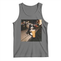 Bernedoodle Dog Drinking Iced Coffee Tank Top Funny Coffee Lover Gift for Dog Moms Dads