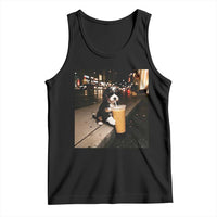 Bernedoodle Dog Drinking Iced Coffee Tank Top Funny Coffee Lover Gift for Dog Moms Dads