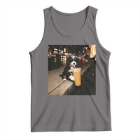 Bernedoodle Dog Drinking Iced Coffee Tank Top Funny Coffee Lover Gift for Dog Moms Dads