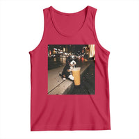 Bernedoodle Dog Drinking Iced Coffee Tank Top Funny Coffee Lover Gift for Dog Moms Dads
