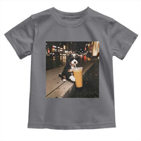 Bernedoodle Dog Drinking Iced Coffee Toddler T Shirt Funny Coffee Lover Gift for Dog Moms Dads