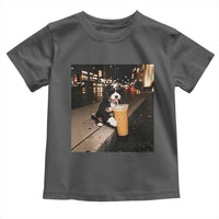 Bernedoodle Dog Drinking Iced Coffee Toddler T Shirt Funny Coffee Lover Gift for Dog Moms Dads