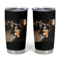 Bernedoodle Dog Drinking Iced Coffee Tumbler Cup Funny Coffee Lover Gift for Dog Moms Dads