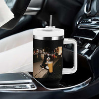 Bernedoodle Dog Drinking Iced Coffee Tumbler With Handle Funny Coffee Lover Gift for Dog Moms Dads