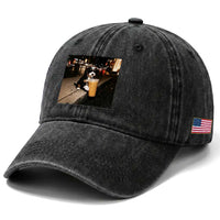Bernedoodle Dog Drinking Iced Coffee Washed Cotton Baseball Cap Funny Coffee Lover Gift for Dog Moms Dads