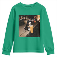 Bernedoodle Dog Drinking Iced Coffee Youth Sweatshirt Funny Coffee Lover Gift for Dog Moms Dads