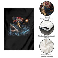 George Washington Riding Shark Garden Flag Funny 4th Of July Independence Day 1776 Meme American Flag