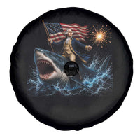 George Washington Riding Shark Spare Tire Cover Funny 4th Of July Independence Day 1776 Meme American Flag