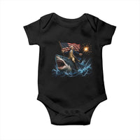George Washington Riding Shark Baby Onesie Funny 4th Of July Independence Day 1776 Meme American Flag
