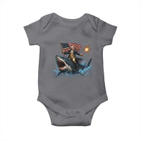George Washington Riding Shark Baby Onesie Funny 4th Of July Independence Day 1776 Meme American Flag