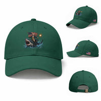 George Washington Riding Shark Baseball Cap Funny 4th Of July Independence Day 1776 Meme American Flag