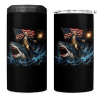 George Washington Riding Shark 4 in 1 Can Cooler Tumbler Funny 4th Of July Independence Day 1776 Meme American Flag