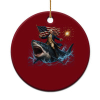 George Washington Riding Shark Ceramic Ornament Funny 4th Of July Independence Day 1776 Meme American Flag