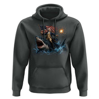 George Washington Riding Shark Hoodie Funny 4th Of July Independence Day 1776 Meme American Flag