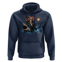George Washington Riding Shark Hoodie Funny 4th Of July Independence Day 1776 Meme American Flag
