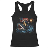 George Washington Riding Shark Racerback Tank Top Funny 4th Of July Independence Day 1776 Meme American Flag