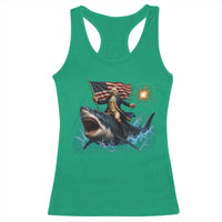 George Washington Riding Shark Racerback Tank Top Funny 4th Of July Independence Day 1776 Meme American Flag
