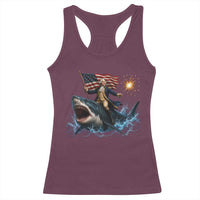George Washington Riding Shark Racerback Tank Top Funny 4th Of July Independence Day 1776 Meme American Flag