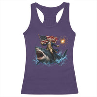 George Washington Riding Shark Racerback Tank Top Funny 4th Of July Independence Day 1776 Meme American Flag