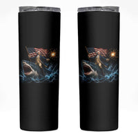 George Washington Riding Shark Skinny Tumbler Funny 4th Of July Independence Day 1776 Meme American Flag