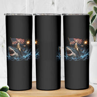 George Washington Riding Shark Skinny Tumbler Funny 4th Of July Independence Day 1776 Meme American Flag