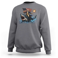 George Washington Riding Shark Sweatshirt Funny 4th Of July Independence Day 1776 Meme American Flag