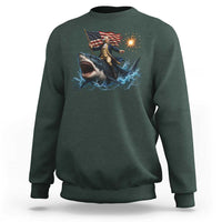 George Washington Riding Shark Sweatshirt Funny 4th Of July Independence Day 1776 Meme American Flag