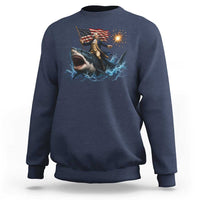 George Washington Riding Shark Sweatshirt Funny 4th Of July Independence Day 1776 Meme American Flag