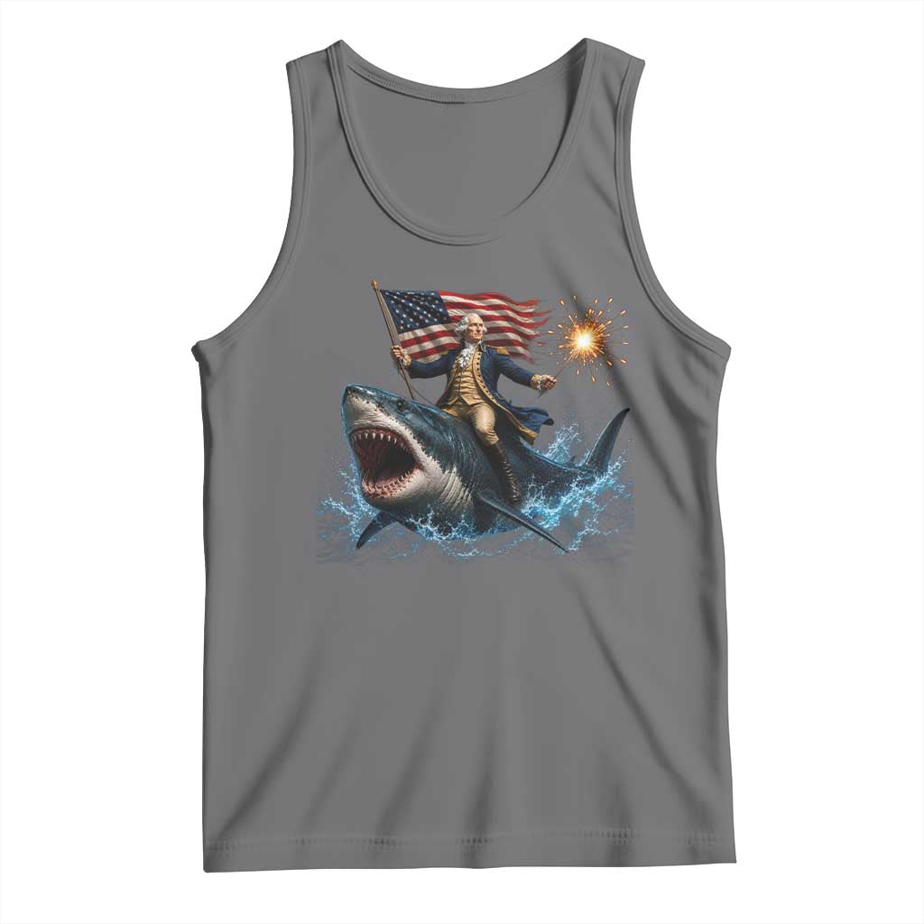 George Washington Riding Shark Tank Top Funny 4th Of July Independence Day 1776 Meme American Flag