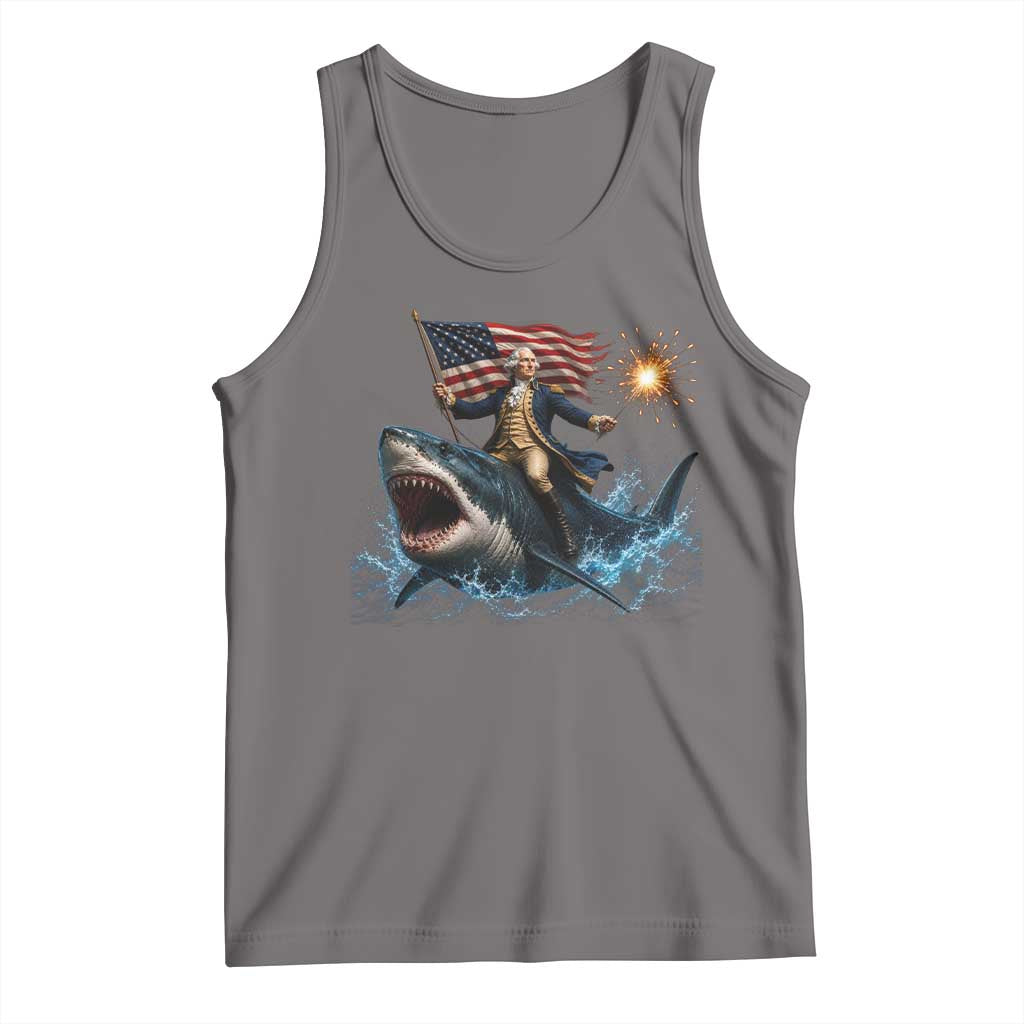 George Washington Riding Shark Tank Top Funny 4th Of July Independence Day 1776 Meme American Flag