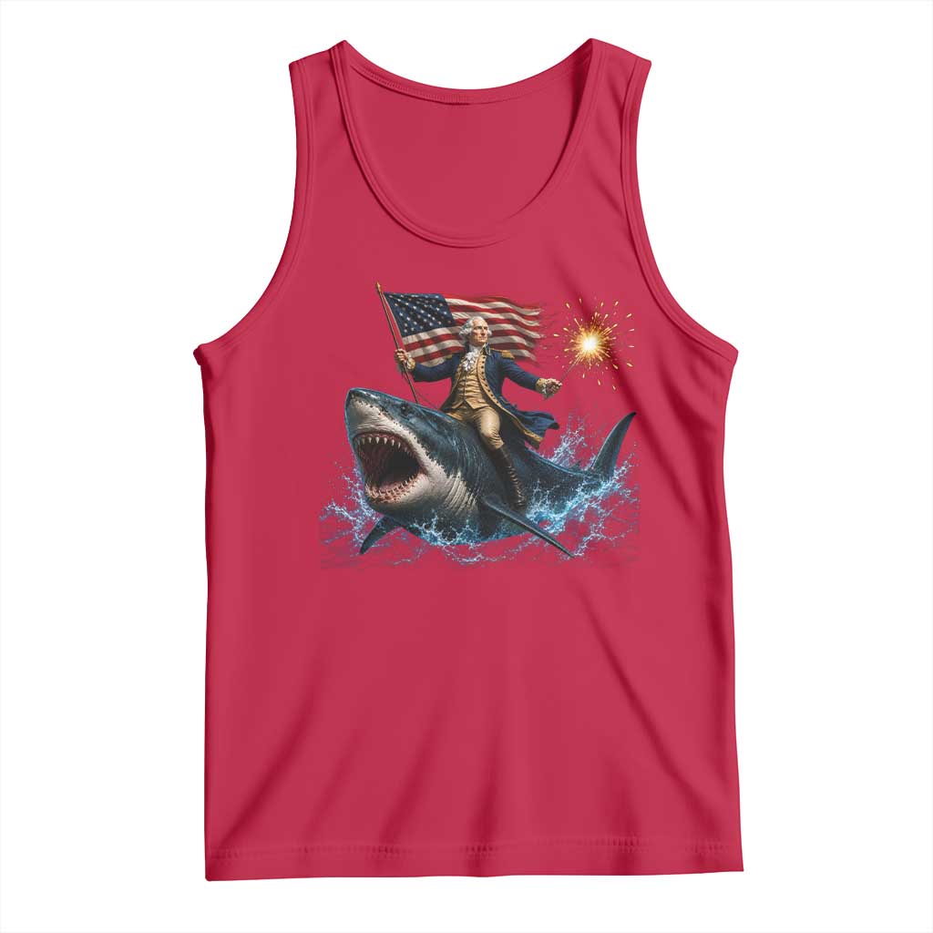 George Washington Riding Shark Tank Top Funny 4th Of July Independence Day 1776 Meme American Flag