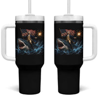 George Washington Riding Shark Tumbler With Handle Funny 4th Of July Independence Day 1776 Meme American Flag