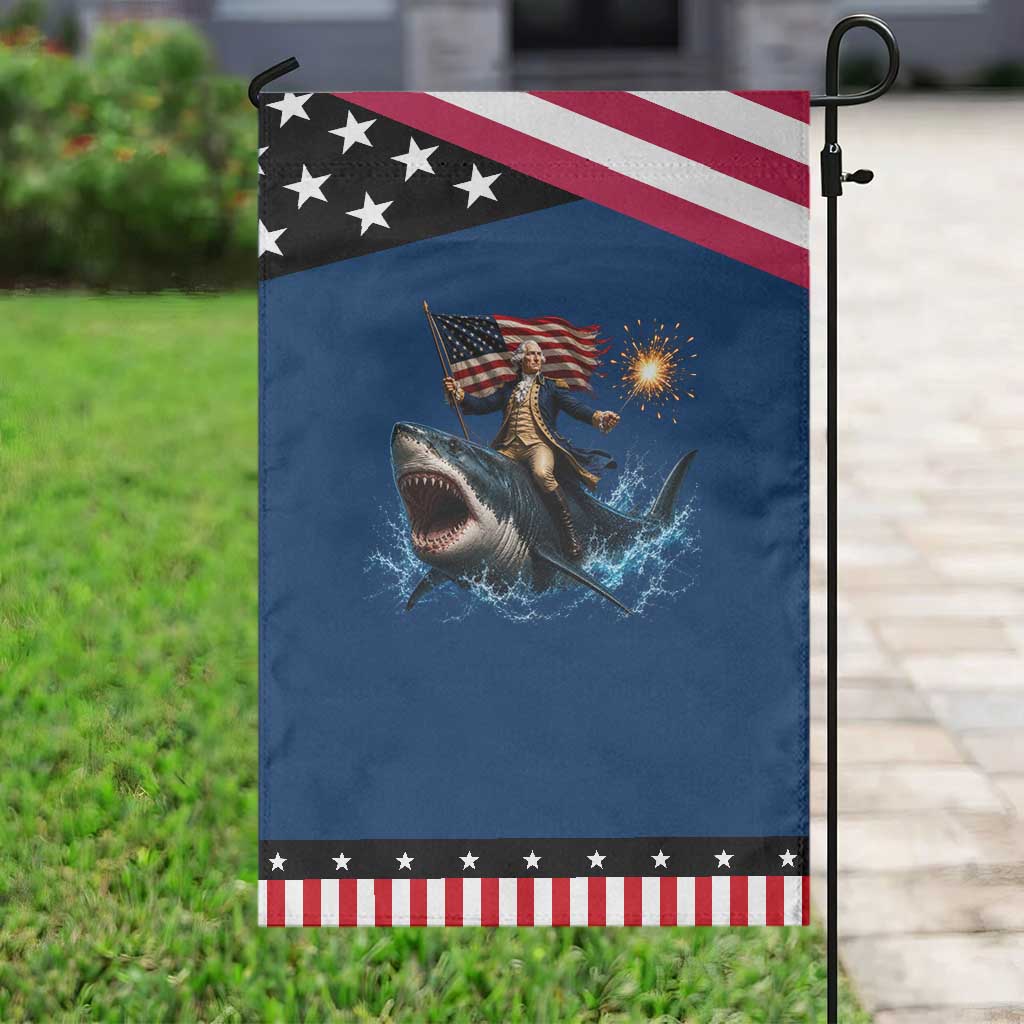 George Washington Riding Shark Patriotic Garden Flag Funny 4th Of July Independence Day 1776 Meme American Flag