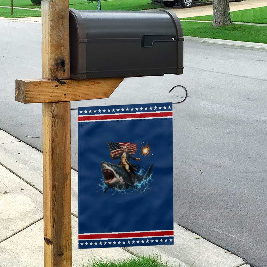 George Washington Riding Shark Patriotic Garden Flag Funny 4th Of July Independence Day 1776 Meme American Flag