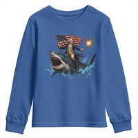 George Washington Riding Shark Youth Sweatshirt Funny 4th Of July Independence Day 1776 Meme American Flag