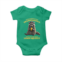 Funny Raccoon Meme Baby Onesie In The Interest Of Full Transparency It Was Not Easy Peasy Lemon Squeezy