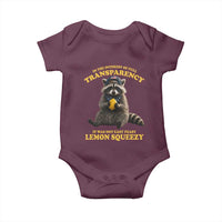 Funny Raccoon Meme Baby Onesie In The Interest Of Full Transparency It Was Not Easy Peasy Lemon Squeezy