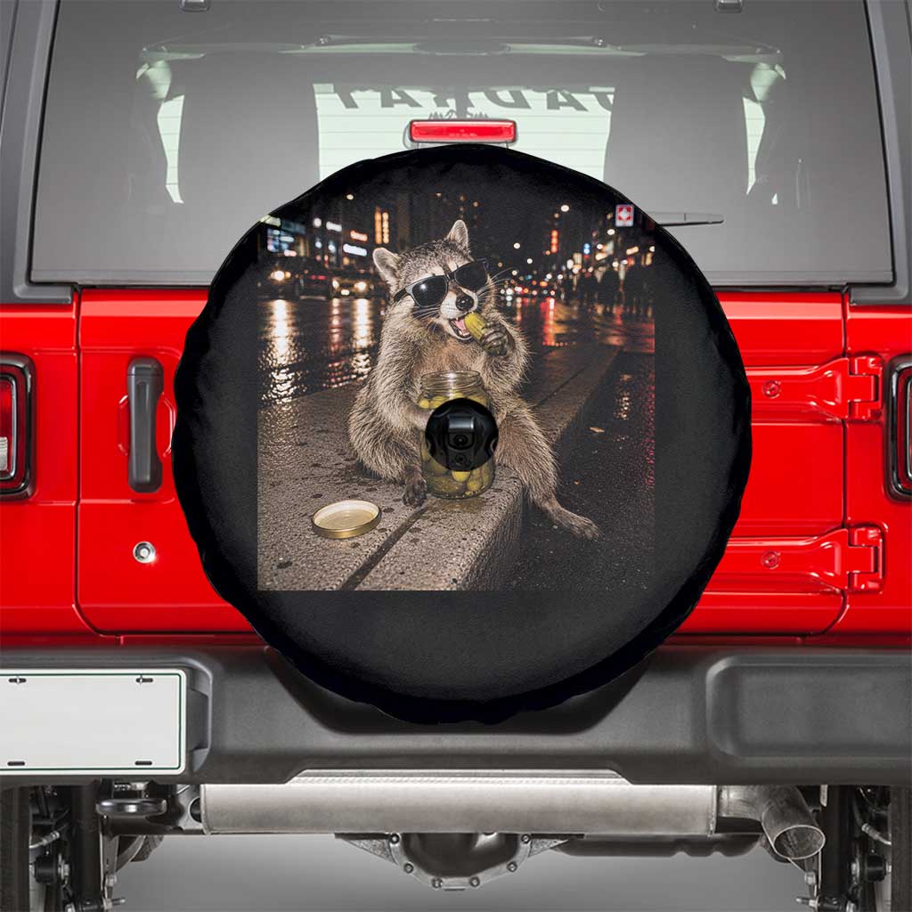Funny Raccoon Eating Pickles Meme Spare Tire Cover
