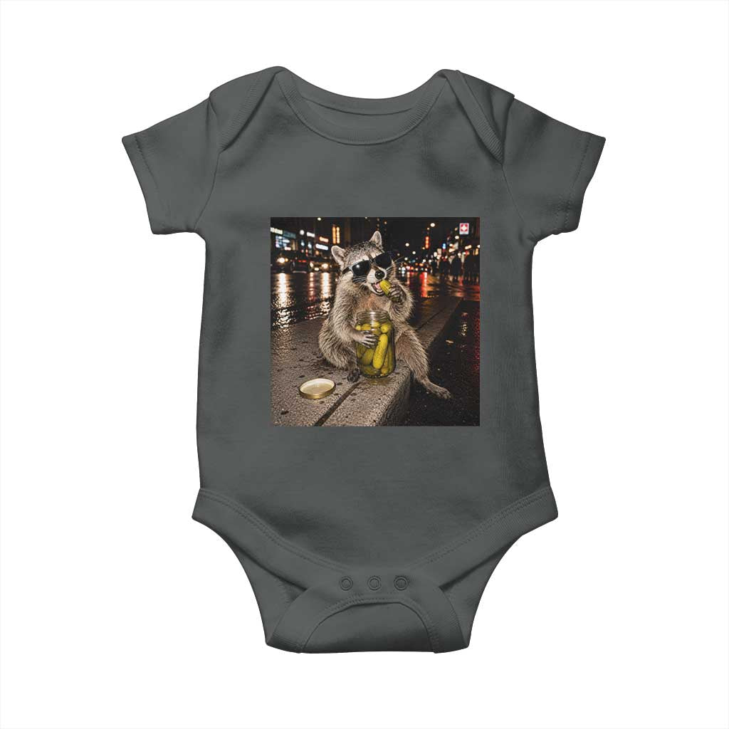 Funny Raccoon Eating Pickles Meme Baby Onesie