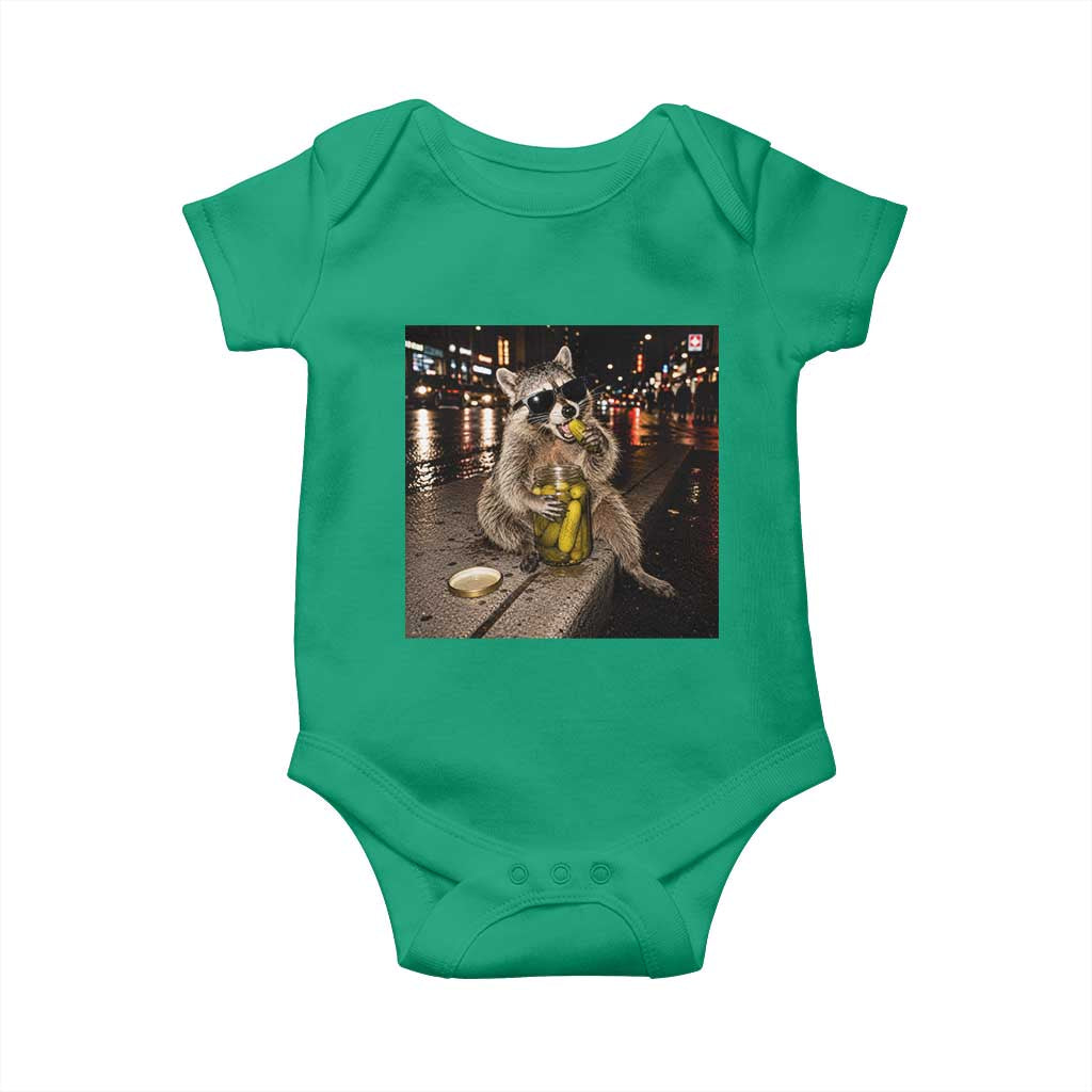 Funny Raccoon Eating Pickles Meme Baby Onesie