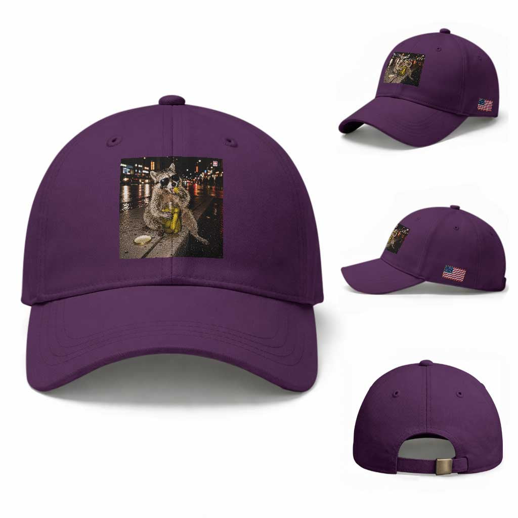 Funny Raccoon Eating Pickles Meme Baseball Cap