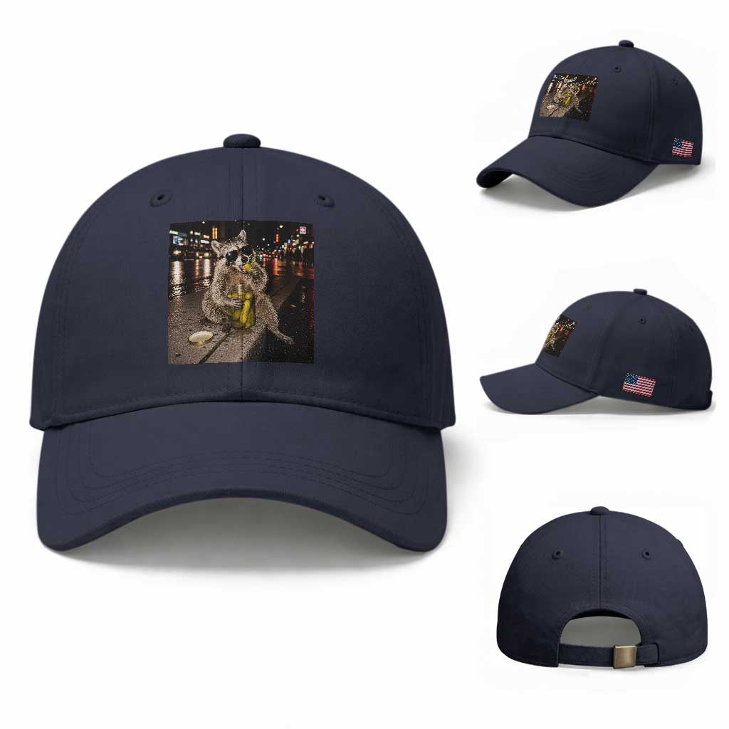 Funny Raccoon Eating Pickles Meme Baseball Cap