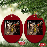 Funny Raccoon Eating Pickles Meme Ceramic Ornament