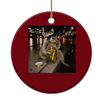 Funny Raccoon Eating Pickles Meme Ceramic Ornament