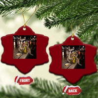 Funny Raccoon Eating Pickles Meme Ceramic Ornament