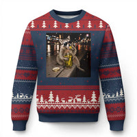 Funny Raccoon Eating Pickles Meme Ugly Christmas Sweater