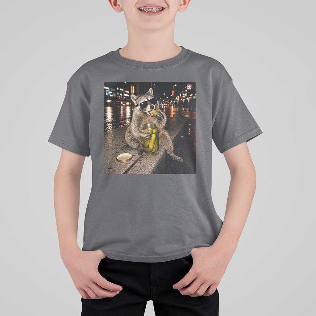 Funny Raccoon Eating Pickles Meme T Shirt For Kid